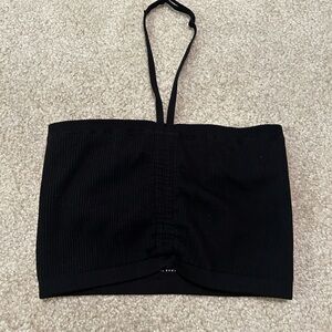Aerie Black Ribbed Halter Tube Top
